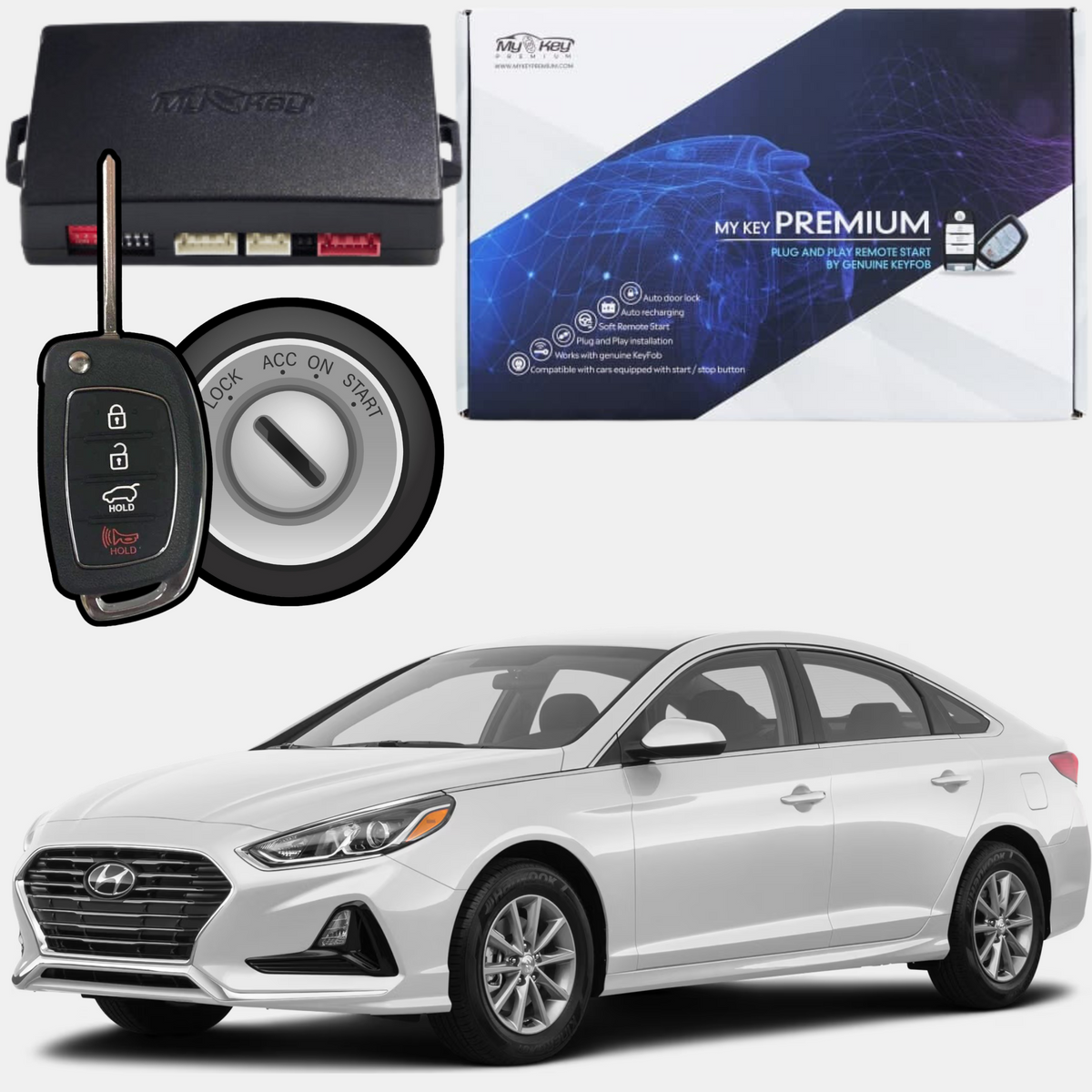 hyundai sonata new rise lf facelift 2019-2020 remote engine auto starter kit for key turnover version [my key premium oem key fob usage]  
