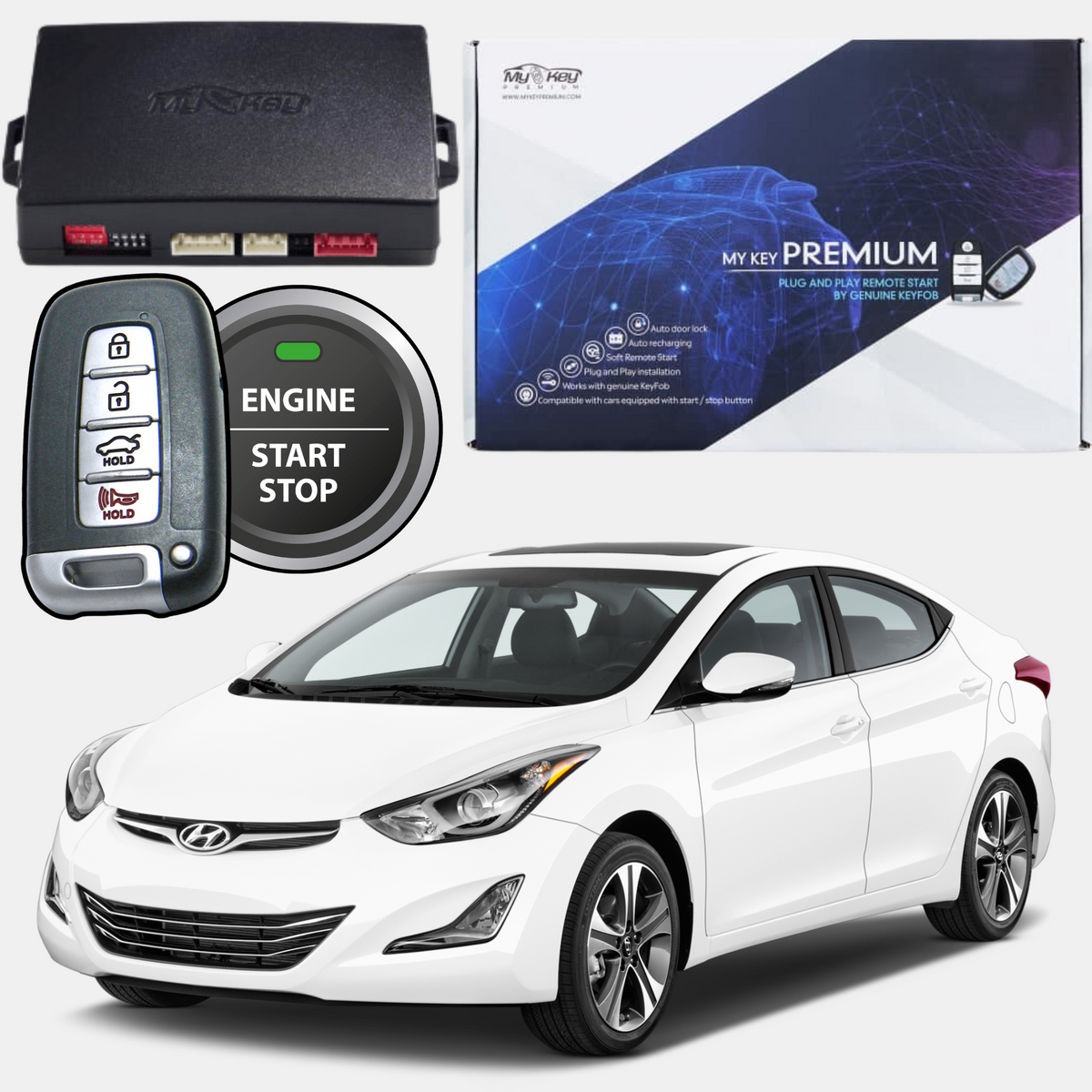 Hyundai Elantra MD 2011-2016 remote start kit plug and play oem key fob