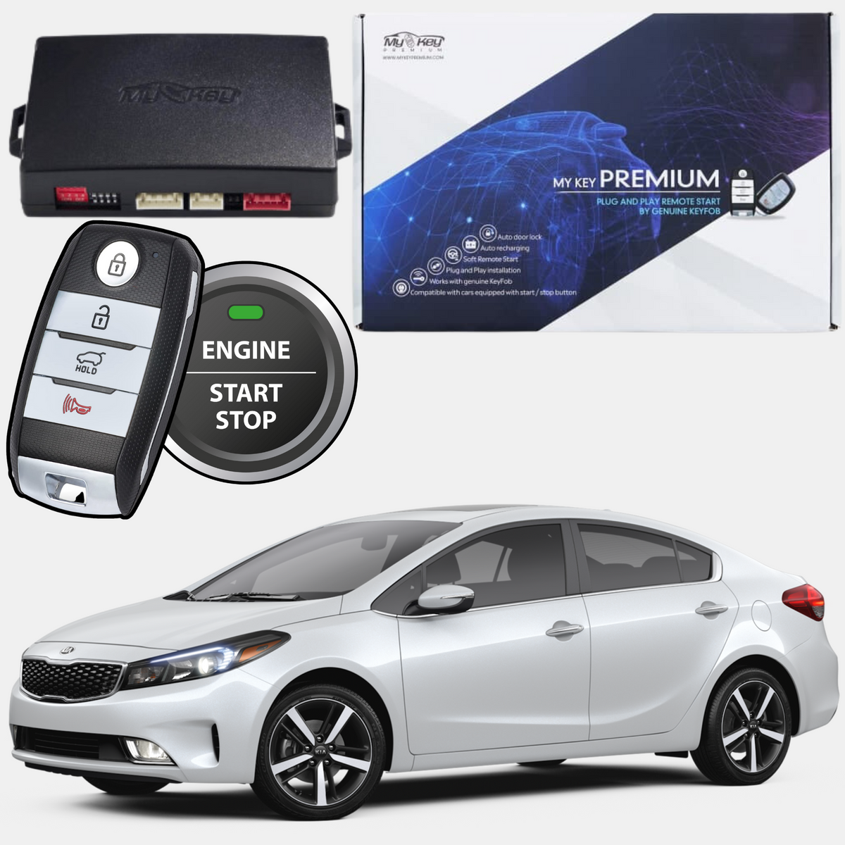 kia forte gt 2016-2018 remote engine starter kit my key premium 