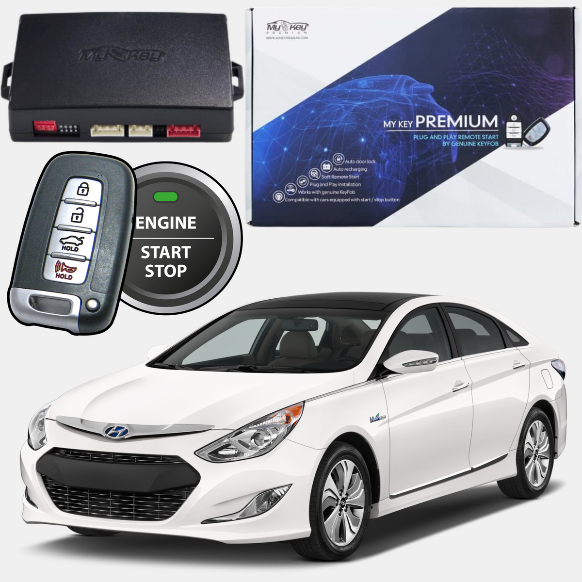 hyundai sonata yf 2009-2015 remote engine auto starter kit for hybrid my key premium oem key fob usage 